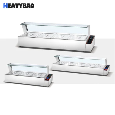 Heavybao Catering Equipment Counter Top Food Warmer Bain Marie Commercial Bain Marie Food Warmer with Glass Cover